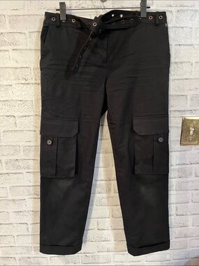 Monse black cargo pants cropped grommet waistband